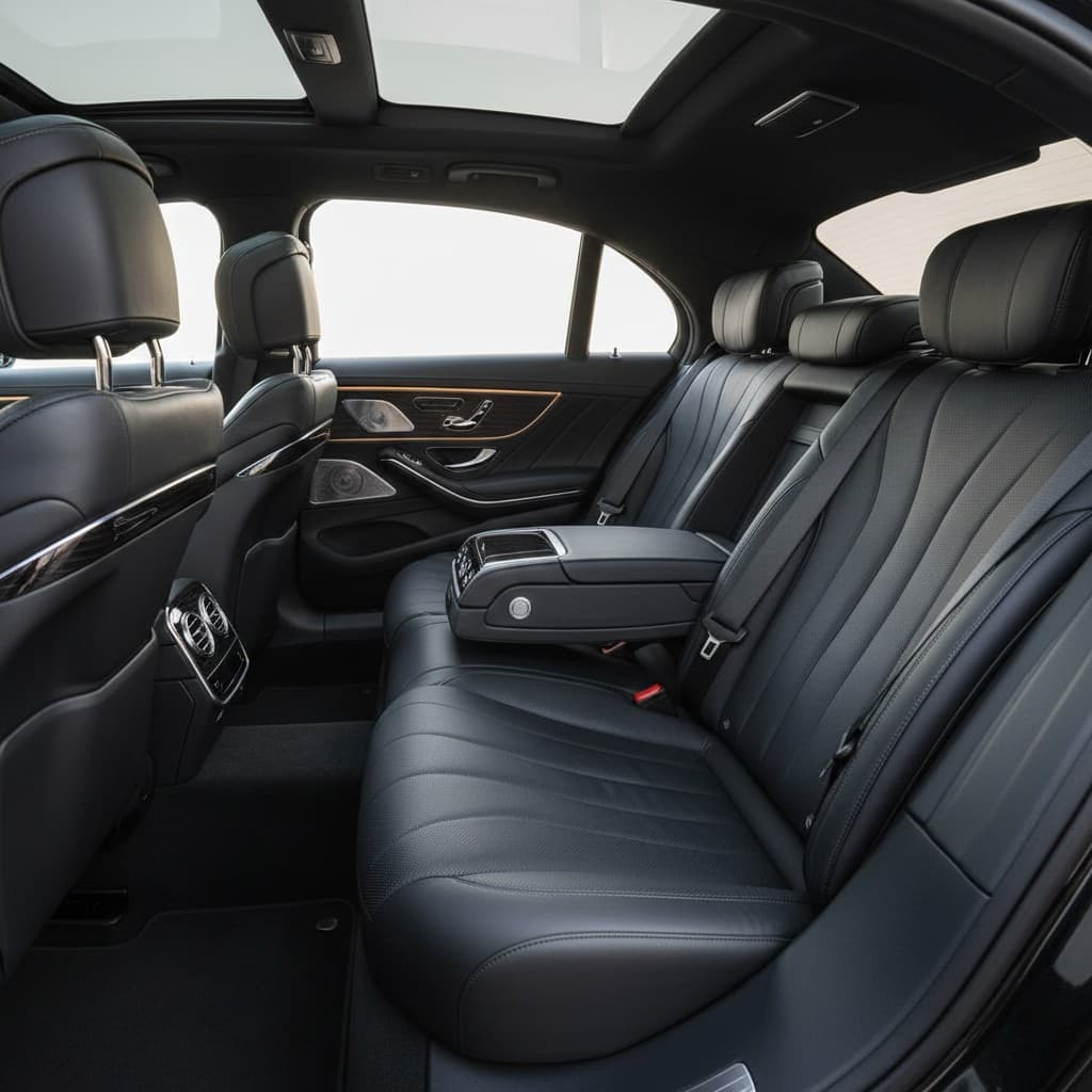 Luxury vehicle interior for hotel guest transfers